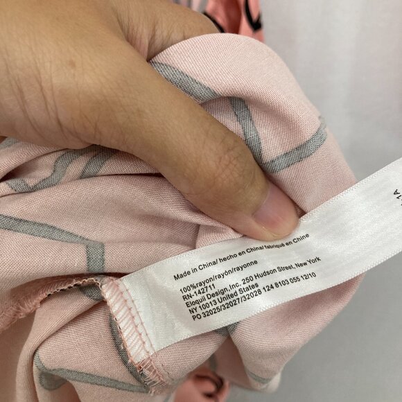 New Eloquii size 22 Pink Black Abstract Smocked Bodice Cut-out Midi Dress - Picture 9 of 11